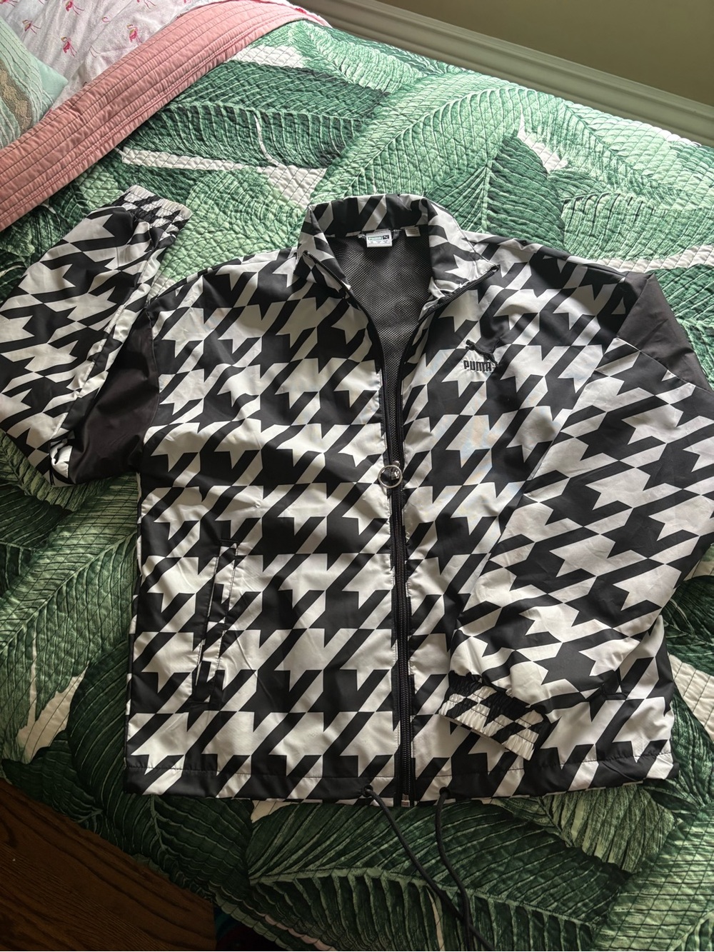 Puma Black & White Houndstooth Zip Jacket